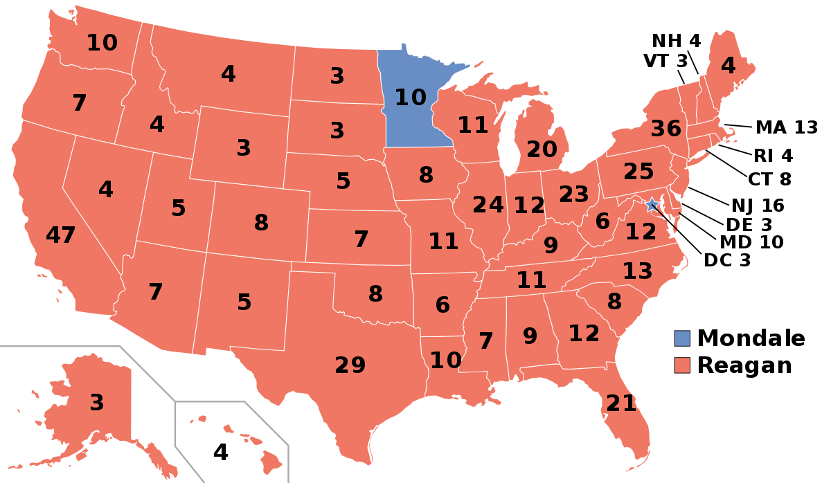 Image result for 1984 electoral map
