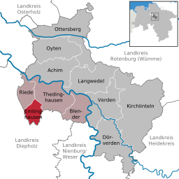 Läget för kommunen Emtinghausen i Landkreis Verden