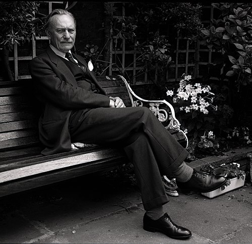 Powell in his garden in Belgravia, London, in 1986.