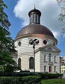 The Lutheran Holy Trinity Church is an important landmark Ewangelicko-augsburski kosciol Swietej Trojcy w Warszawie 2019a.jpg