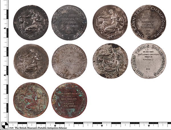 Fleming's Wimbledon medals, as recorded by the Portable Antiquities Scheme