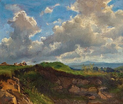 Idyllic Landscape Under a Cloudy Sky Friedrich Salzer Landschaftsidyll unter bewolktem Himmel.jpg