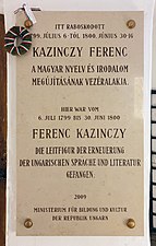 Gedenktafel für Ferenc Kazinczy