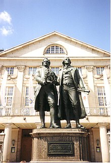 Nationaltheater and Goethe-Schiller Monument (1996) Goethe Schillermonument.jpg