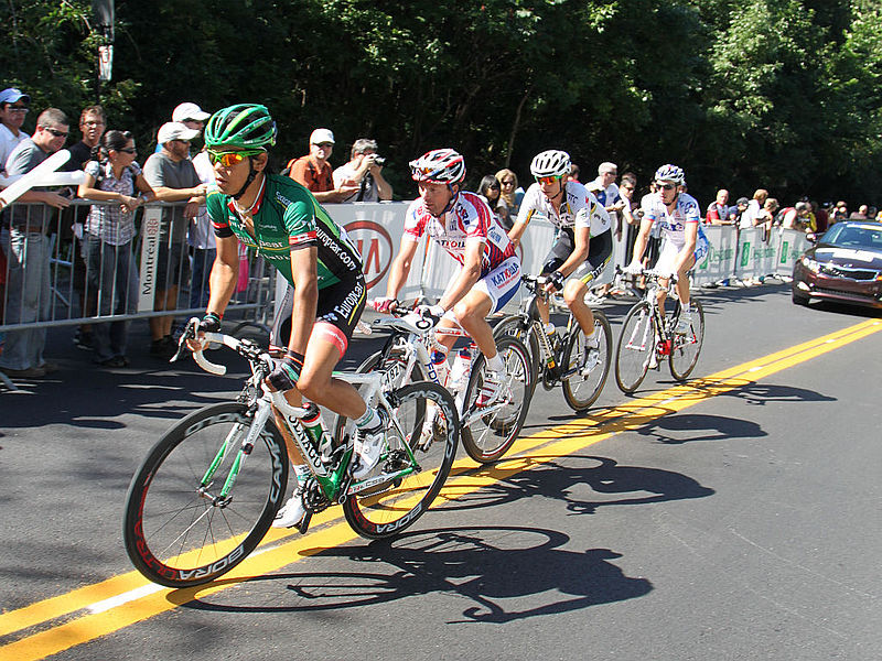 File:Grand Prix Cycliste de Montréal 2011, Breakaway on Mont Royal- Arashiro, DiLuca, Pate, Geslin (6140817580).jpg