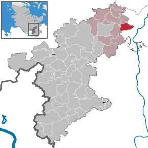 Poziția Hamberge pe harta districtului Stormarn