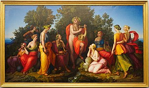 Apollo and the Muses (1826), by Heinrich Maria von Hess, in Neue Pinakothek, Munich