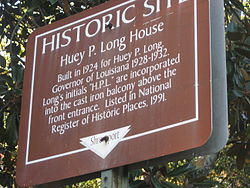 Historical marker Historical Marker at the Huey P. Long House.JPG