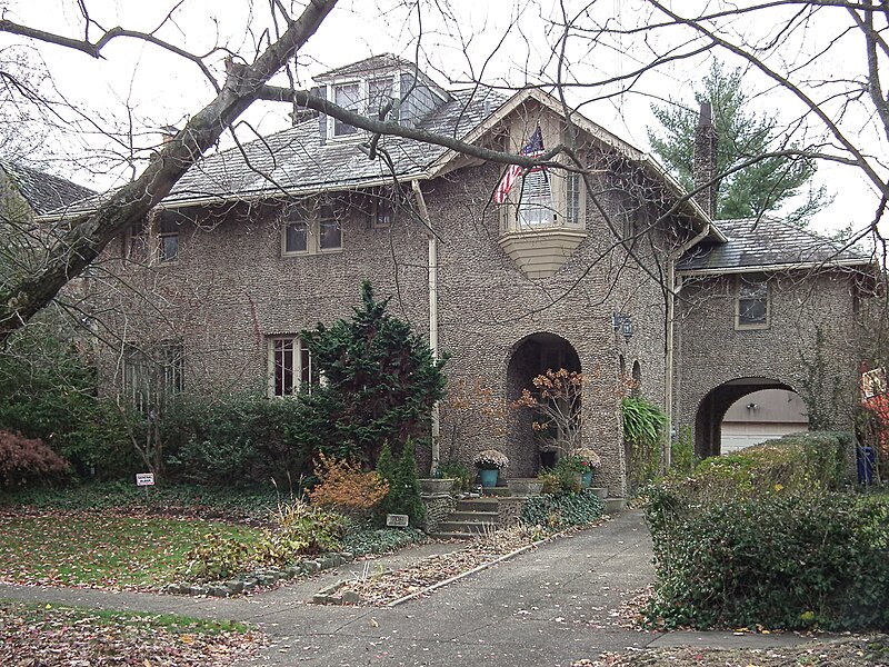 Pebble-faced house