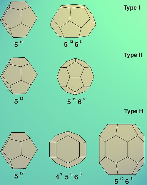 Cages building the different gas hydrate structures