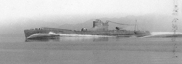 Japanese B1-type I-15 submarine on initial sea trials 15 September 1940 with integral aircraft hangar visible