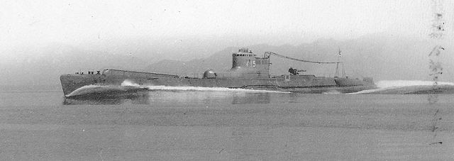 Japanese B1-type I-15 submarine on initial sea trials 15 September 1940 with integral aircraft hangar visible