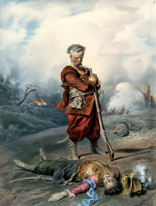 The main character from Lysenko's opera Taras Bulba. Lysenko refused to allow it to be translated into Russian, and so it was never staged during the composer's lifetime. Illustration from Taras Bulba.png