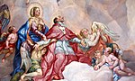 Thumbnail for File:Intercession of Charles Borromeo supported by the Virgin Mary - Detail Rottmayr Fresco - Karlskirche - Vienna.JPG