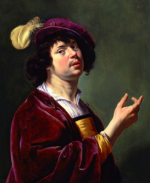 File:Jan van Bijlert - A young man, half-length in a burgundy jacket and a feathered cap.jpg