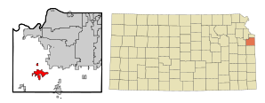 Johnson County Kansas Beépített és be nem épített területek Gardner Highlighted.svg