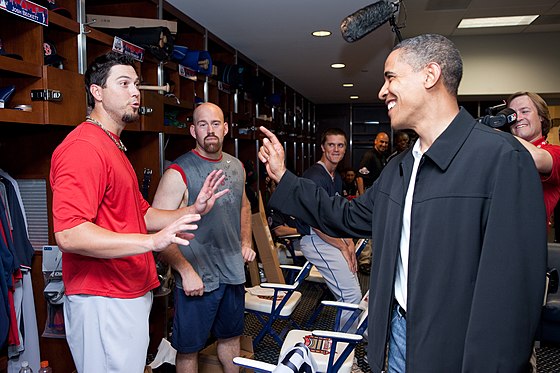 Beckett with President Barack Obama at Busch Stadium