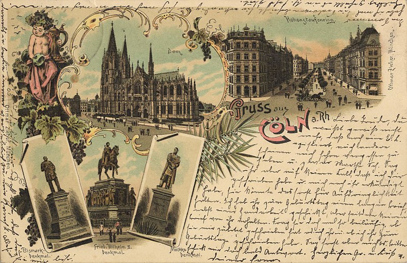 File:Köln (Rhein), Nordrhein-Westfalen - Dom; Friedrich-Wilhelm III.-Denkmal; Hohenstaufenring (Zeno Ansichtskarten).jpg