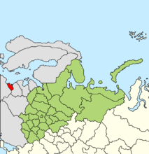 Verteidigungsgebiet Kaliningrad (links in Rot) auf der Karte des Westlichen Militärbezirks (Grün)