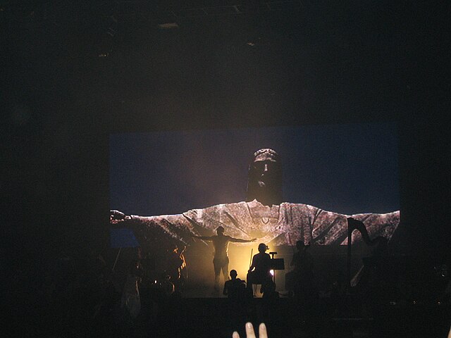 Kanye West performing "Jesus Walks" at the Sydney Opera House in Sydney, Australia on April 2, 2006.