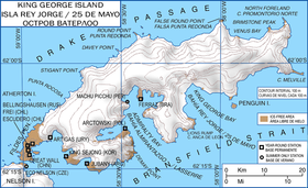 Isla Rey Jorge, con la base Machu Picchu