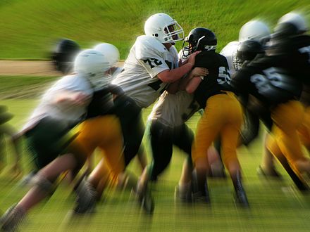 Youths can be easily injured playing contact sports like football. Proper equipment such as helmets and pads can be helpful in prevention.