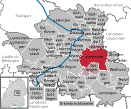Kaart van Kirchheim unter Teck