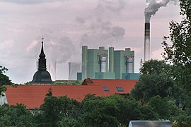 Knapendorf (Schkopau), view to the chemical plant BUNA.jpg