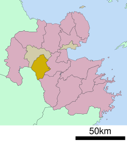 Kokonoe okulunun Ōita Prefecture şehrindeki konumu