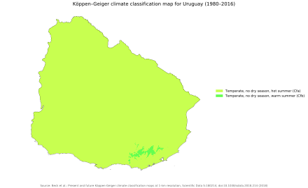 Köppen–Geiger climate classification map for Uruguay