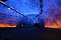 One of the Lærdalstunnel caves has blue and yellow lighting