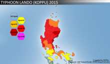 Highest PSWS raised by PAGASA across the Philippines in relation to Typhoon Koppu Lando PSWS.png