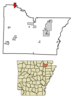 Lawrence County Arkansas Incorporated and Unincorporated areas Ravenden Highlighted 0558250.svg