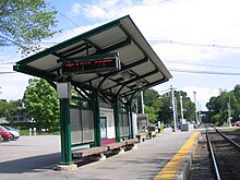 Before the improvement project, Littleton/Route 495 station had a non-accessible low platform served by a single track. Littleton495 MBTA.JPG