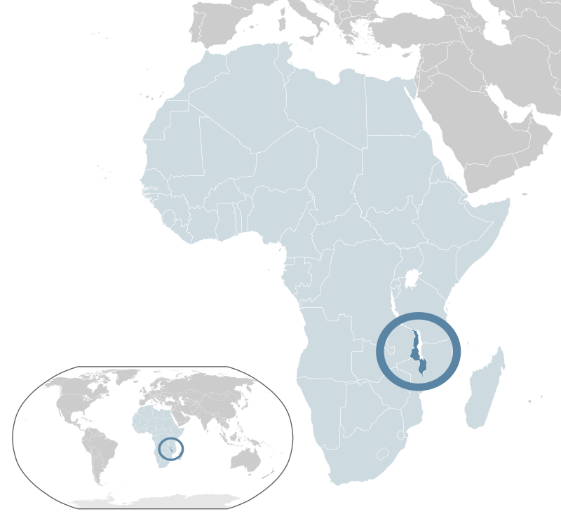 Location of  Malawi  (dark blue)– in Africa  (light blue & dark grey)– in the African Union  (light blue)