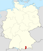 Map of Germany, location of the Bad Toelz-Wolfratshausen district highlighted