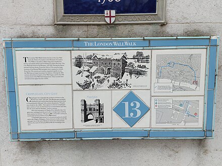 London Roman Wall – Museum of London Walking Tour Plaque 13