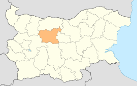 Карта на Бугарија, Ловечка област е означена