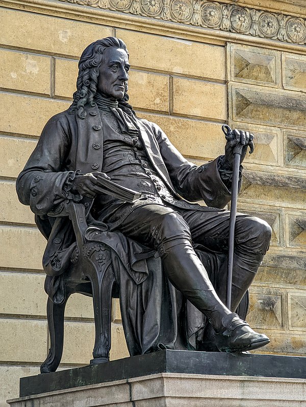 Ludvig Holberg statue in front of the Royal Theater in Copenhagen, by Theobald Stein, 1875