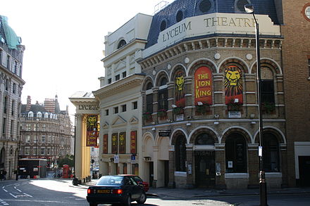 Side view of the theatre in 2006, with red Lion King displays visible
