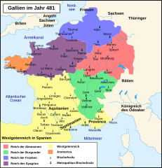 Territoriale Aufteilung Galliens in Jahr 481 n. Chr.