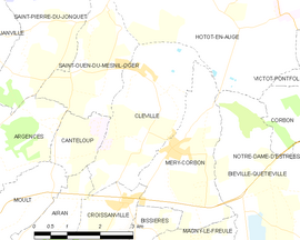 Mapa obce Cléville