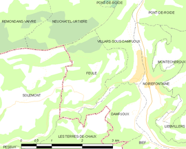 Mapa obce Feule