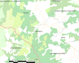 Mapa obce Lérigneux