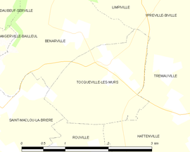Mapa obce Tocqueville-les-Murs