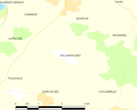 Mapa obce Esclainvillers
