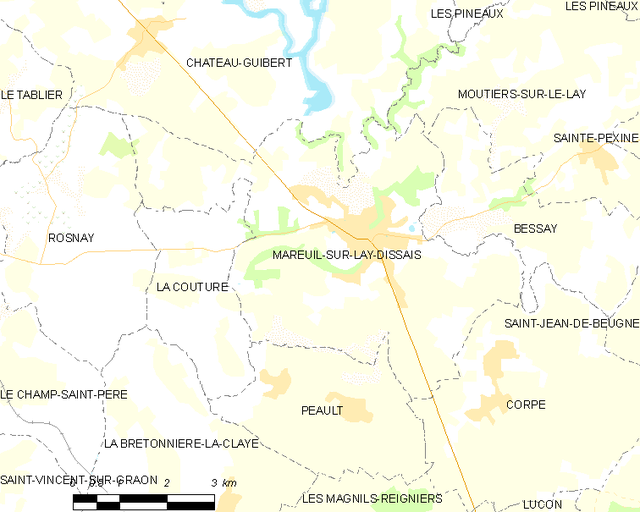 Poziția localității Mareuil-sur-Lay-Dissais