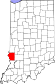 Harta statului Indiana indicând comitatul Sullivan