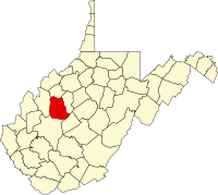 Locatie van Roane County in West Virginia