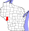 Map of Wisconsin highlighting Trempealeau County.svg